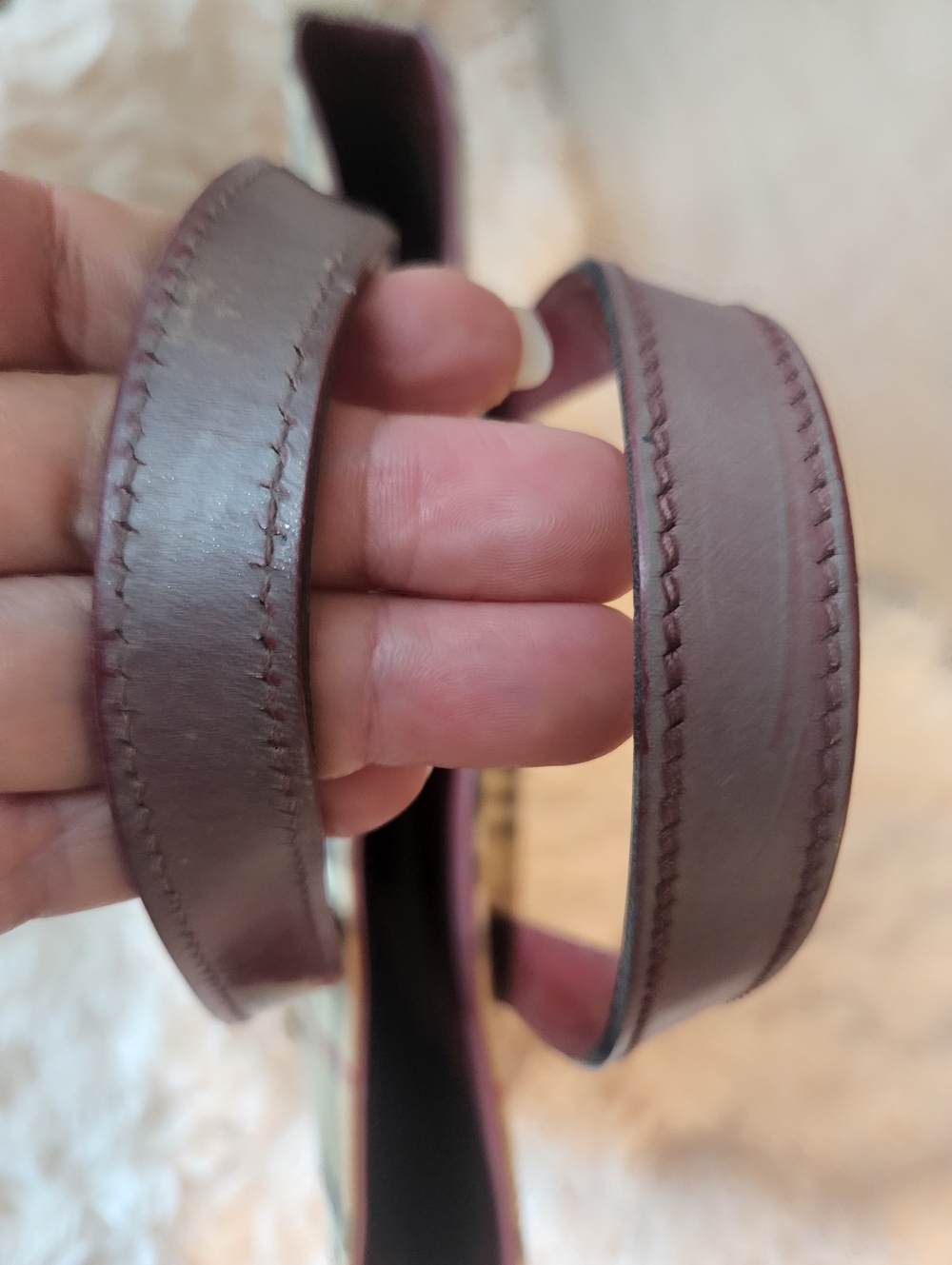Burberry Beige Check Tote with Burgundy Handles - Picture 7 of 11